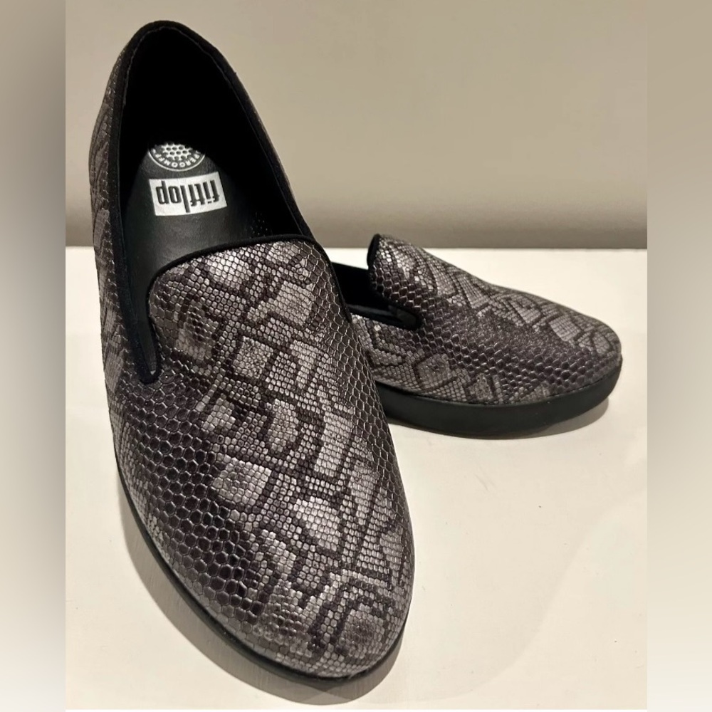 Fitflop Gray Audrey Python Print Comfort Loafers … - image 1